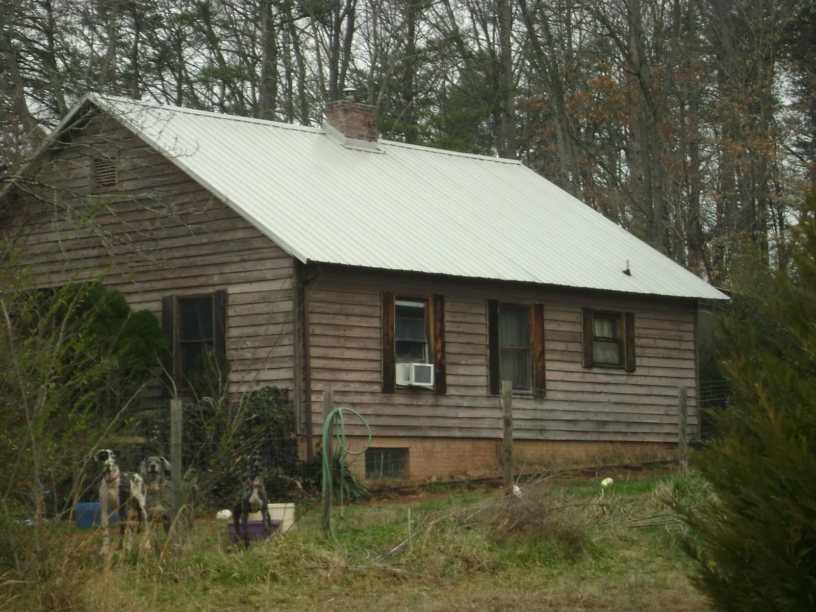 White metal roof on an old wood sided farmhouse, from a Metal Roof Installation job in Salix